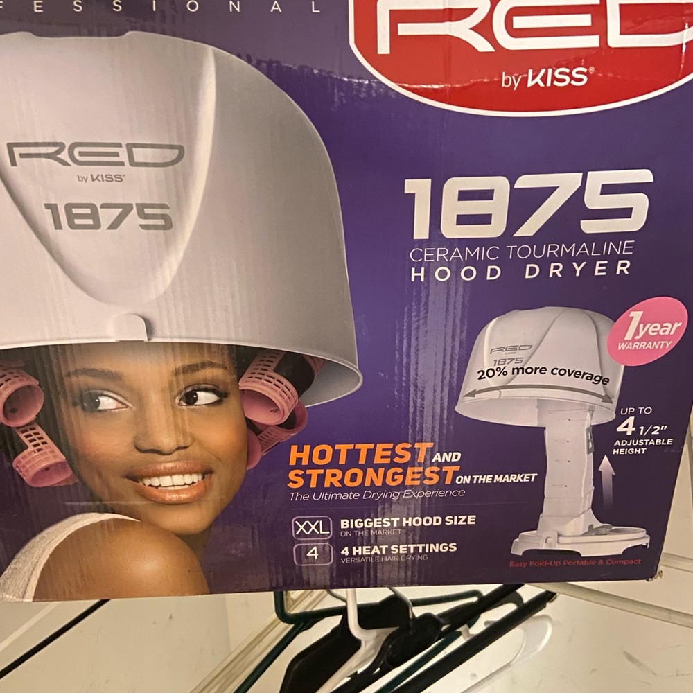 Kiss 1875 Ceramic Tourmaline Hood Dryer - White and Purple